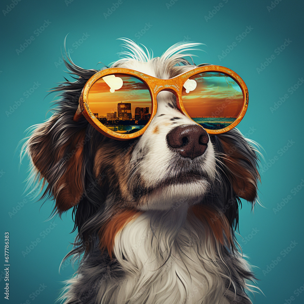 Dog with sunglasses.
