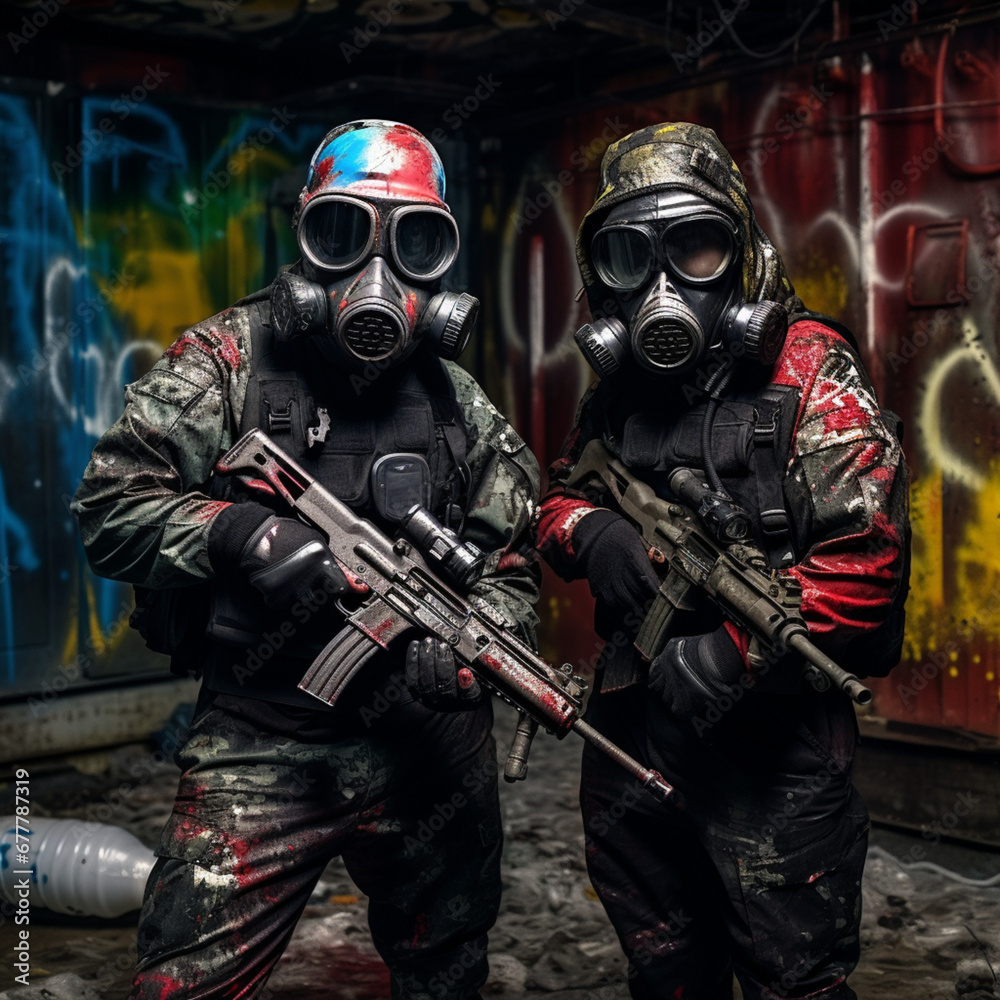 Fototapeta premium Paintball players.