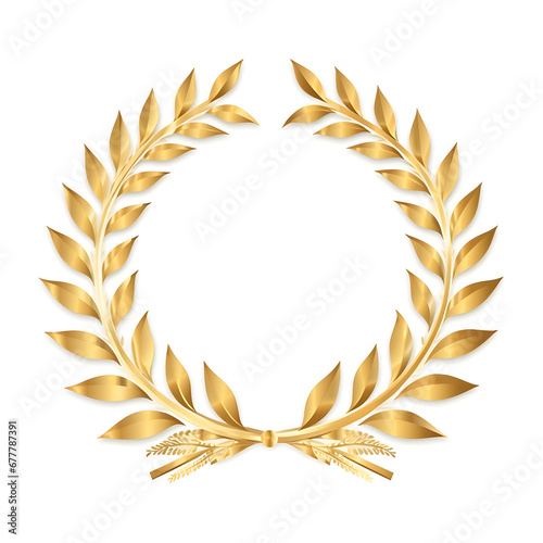 a golden laurel wreath on a white background