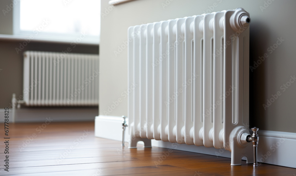 custom made wallpaper toronto digitalWhite big radiator heater in white living room, heating system at home