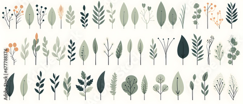 set of patterns with  leaves  © Lin_Studio