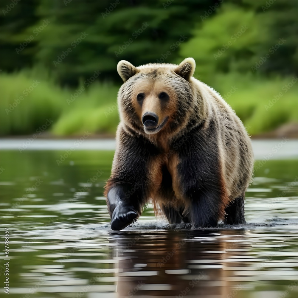 Fototapeta premium brown bear in the lake