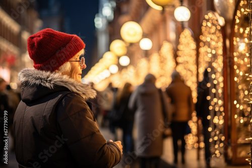 Straße mit Weihnachtsbeleuchtung