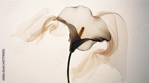 a close up of a flower on a white background with a blurry image of a flower in the background.