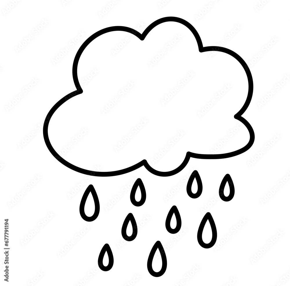 Doodle Lines Cloud Rainly Vector 