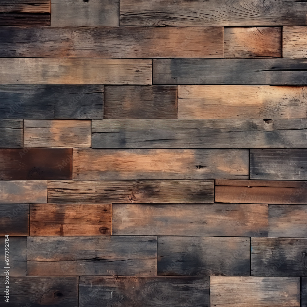 Naklejka premium Captivating texture of aged, dry, and rough dark wooden boards, exhibiting a blend of gray and brown shades. Ideal as a wood background wallpaper.