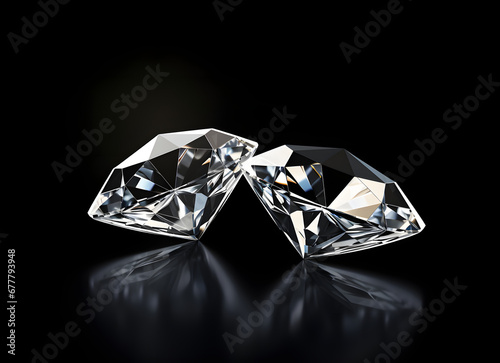 two diamonds on a black background