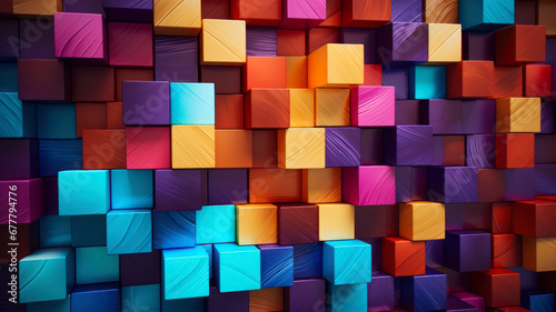 Colorful cubes background. 3d rendering, 3d illustration.