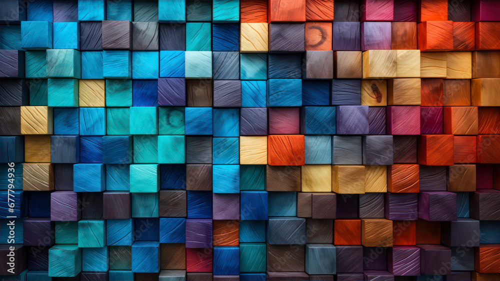 Colorful wooden cubes background, 3d rendering. Computer digital drawing. Colorful wooden cubes background, 3d rendering. Computer digital drawing.