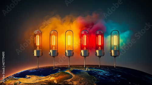 Caution in Color: Vibrant Energy Bulbs Emitting Smoke