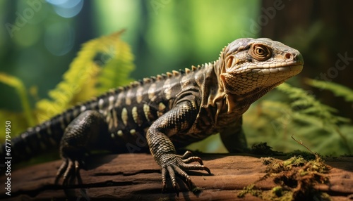 A Majestic Tegu Lizard Perched on a Weathered Log