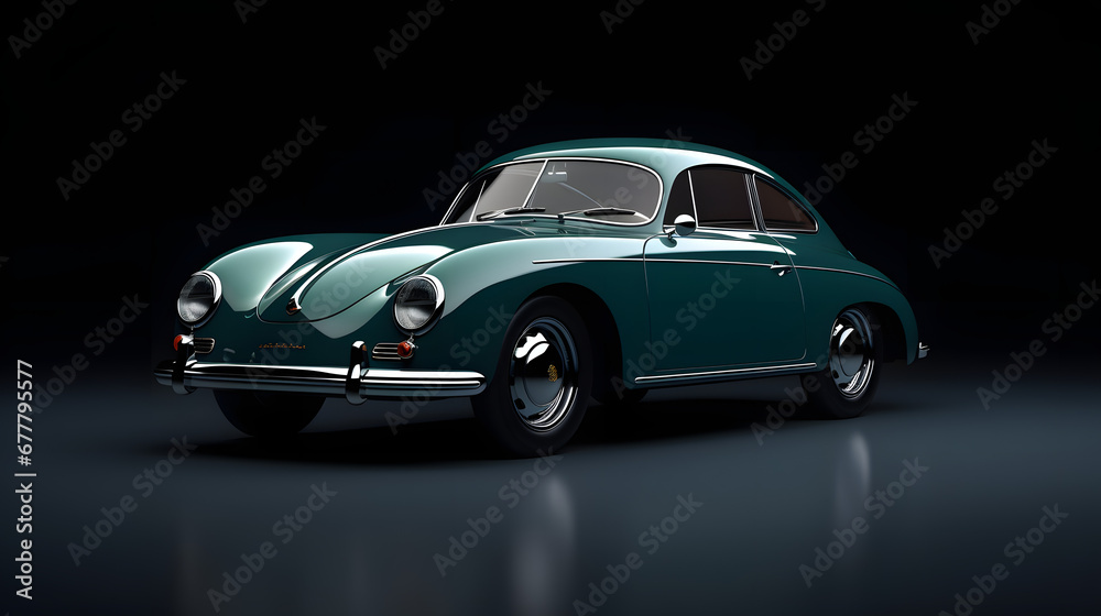 green vintage sports vehicle in night mood 3d background