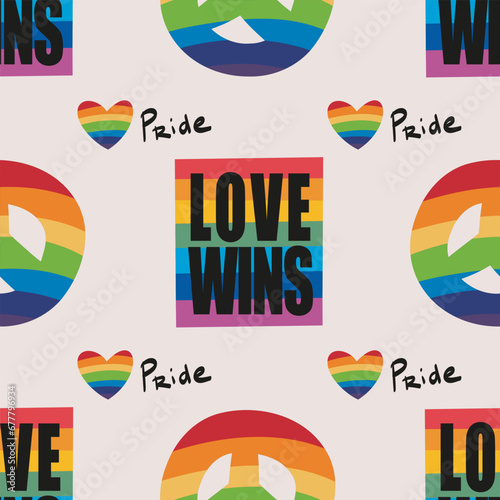 seamless pattern LGBTQ Pride Parade Set. Vector illustration of a gay pride parade. A group of people participating in the Pride parade. LGBT community