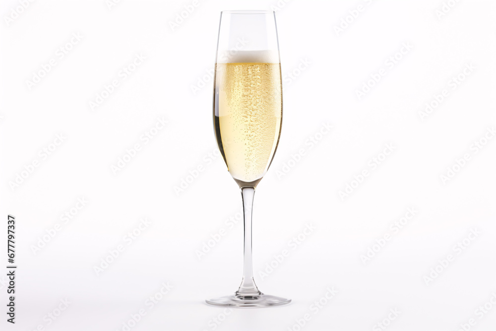 A solitary goblet of bubbly on a pristine white canvas. A solitary goblet of bubbly on a pristine white canvas.