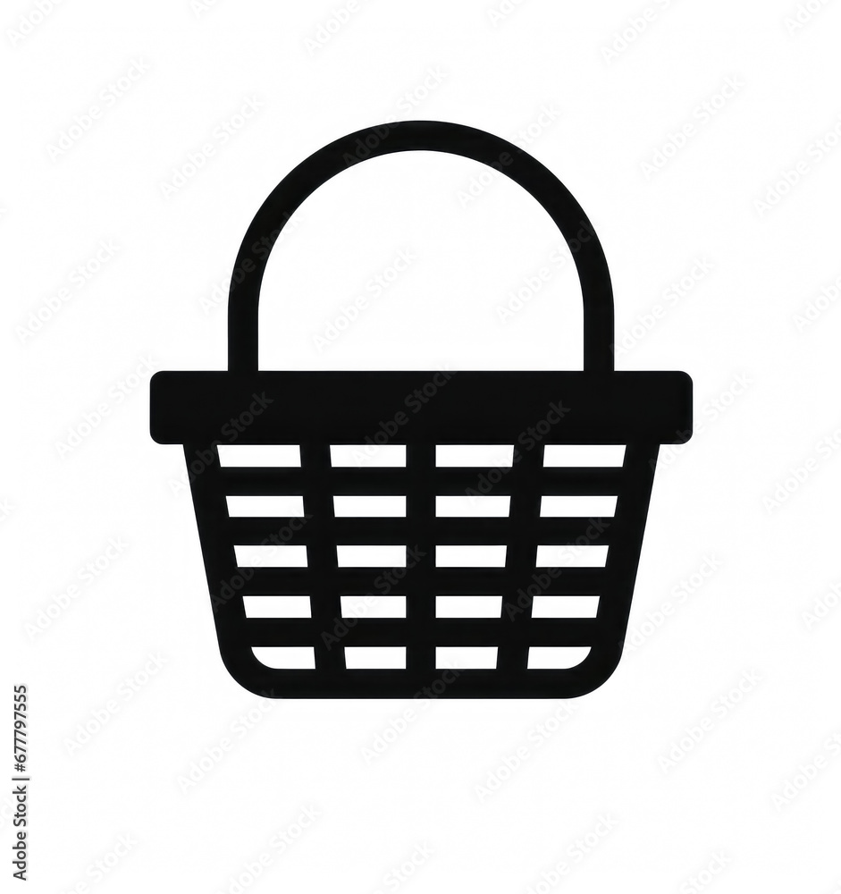 Black Shopping basket icon isolated on white. Basked icon for app or web store. 
