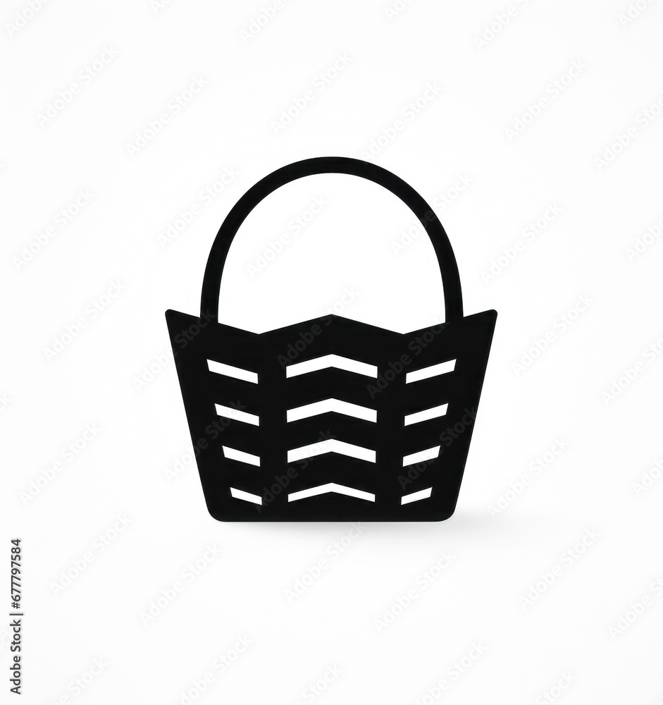 Black Shopping basket icon isolated on white. Basked icon for app or web store. 
