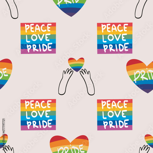 seamless pattern LGBTQ Pride Parade Set. Vector illustration of a gay pride parade. A group of people participating in the Pride parade. LGBT community
