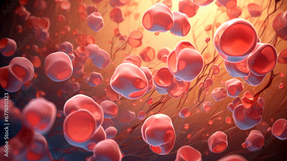 Fat cells, adipose tissue illustration. Liposuction, obesity, and body ...