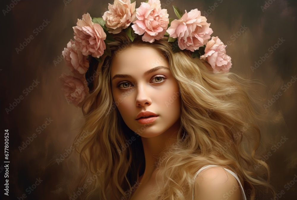 Delicate Charm: Portrait of a Beautiful Young Woman with Flowing Blonde Hair Delicate Charm: Portrait of a Beautiful Young Woman with Flowing Blonde Hair