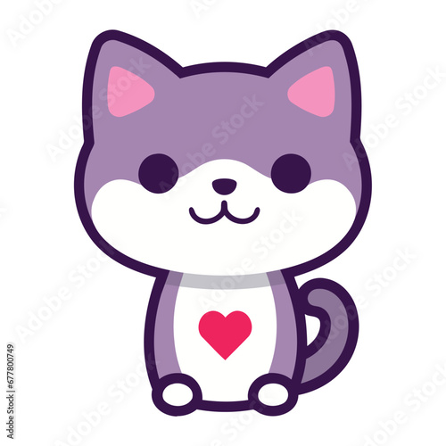 cat mascot with heart