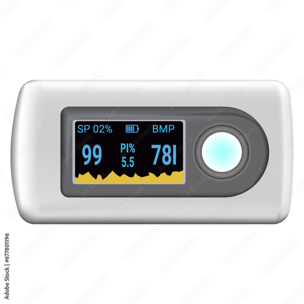 Pulse Oximeter, finger medical device icon. Corona virus Covid protect equipment. Health care icon for blood saturation test. Coronavirus prevent element. Vector illustration on white background Pulse Oximeter, finger medical device icon. Corona virus Covid protect equipment. Health care icon for blood saturation test. Coronavirus prevent element. Vector illustration on white background