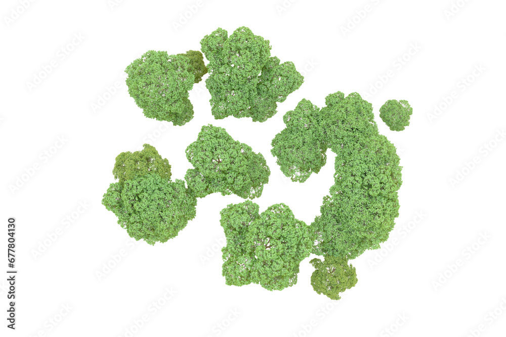 Green forest isolated on transparent background. 3d rendering - illustration Green forest isolated on transparent background. 3d rendering - illustration