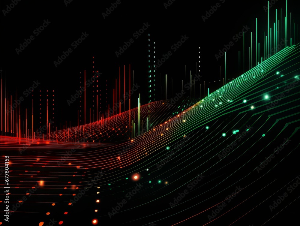 Abstract sci-fi green and red background, concept of digital future., AI Abstract sci-fi green and red background, concept of digital future., AI