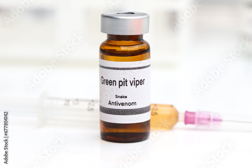 Green pit viper, Snake antivenoms in a vial, Serum for injection to prevent venom from snake bites