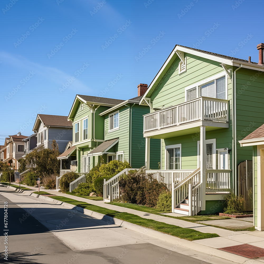modern house in neighborhood, Generative AI modern house in neighborhood, Generative AI