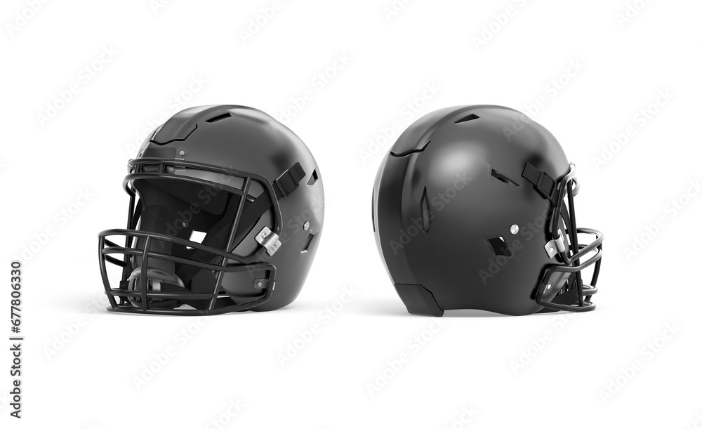 Blank black american football helmet mockup, side view, Blank black american football helmet mockup, side view,