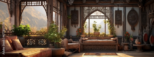 Banner  home interior design  antique oriental style.