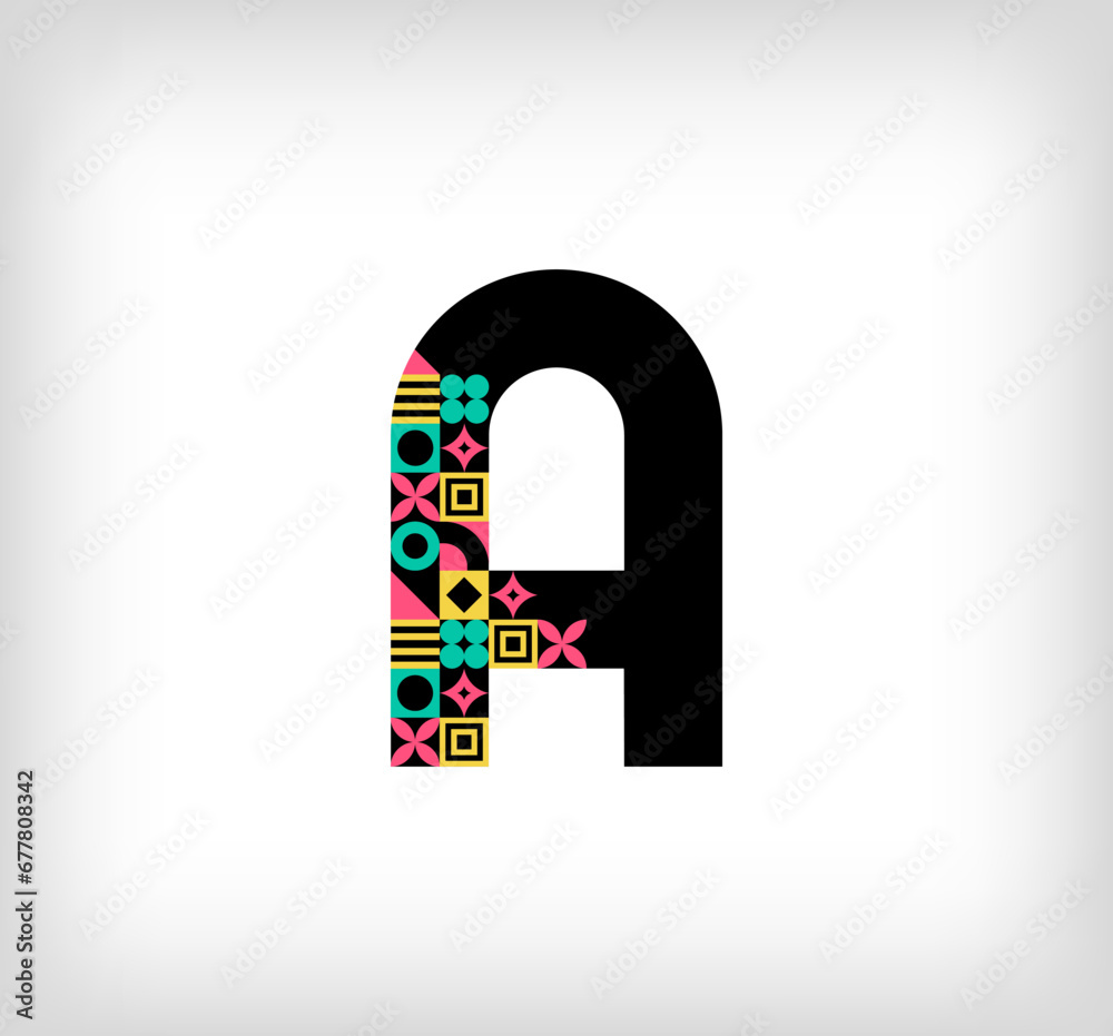 Creative letter A. Logo from capital letters with geometric shapes. Creative education colorful graphic. Vector Creative letter A. Logo from capital letters with geometric shapes. Creative education colorful graphic. Vector