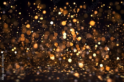 Black and golden festive background with bokeh for your design photo