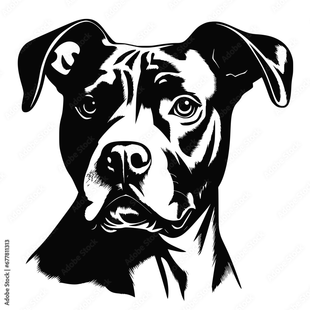 Cute Pitbull dog, illustration, vector on white background Cute Pitbull dog, illustration, vector on white background