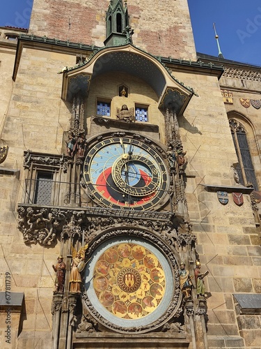 The tower with the astronomical clock in Prague, Czechia