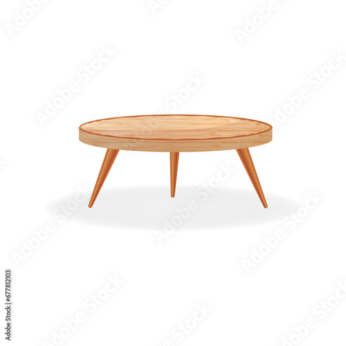 Obraz na płótnie round coffee table with wooden legs on a white background w salonie