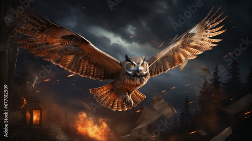 owl in flight ai generated