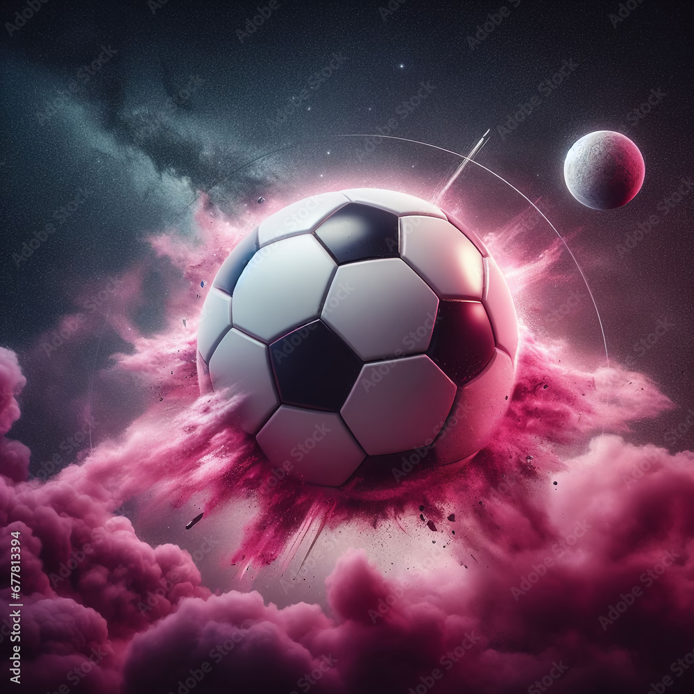 Fototapeta premium soccer ball as a planet in space