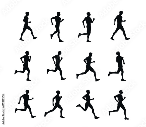 vector set of man walking and running silhouettes manually created © Refat Jamil