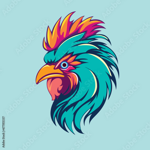 rooster head logo vector illustration manually created