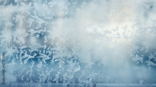  a close up of a frosted window with a sky in the back ground and clouds in the back ground.