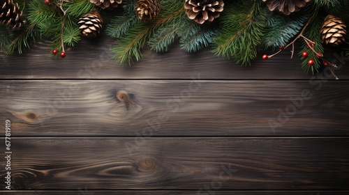 Christmas and winter decoration with pine branches