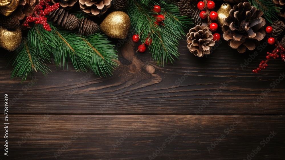 Christmas and winter decoration with pine branches Christmas and winter decoration with pine branches