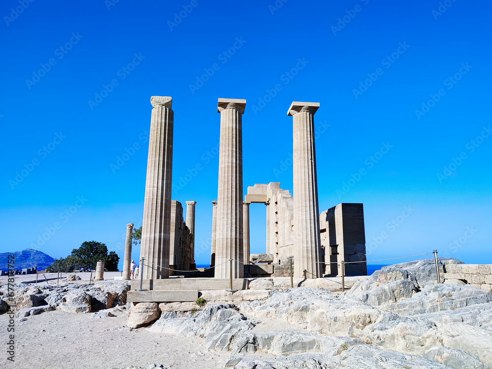Columns of the Hellenistic stoa, Dodecanese, Rhodes island, Greece.