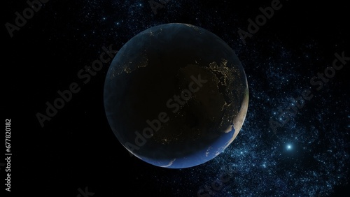 Planet Earth. Day and Night Side of Globe Planet © AlexMelas