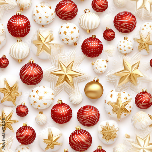 Seamless 3d Christmas balls pattern. Watercolor Christmas balls