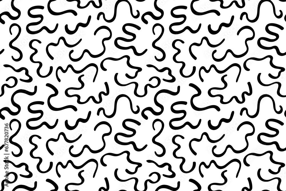 Seamless pattern vector abstract texture with wavy lines. Creative background with black stripes on white background. Optical artistic illusion of decorative design. - obrazy, fototapety, plakaty 