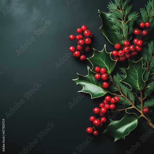 Christmas and winter decoration with pine branches