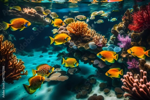 coral reef in aquarium generated by AI technology 