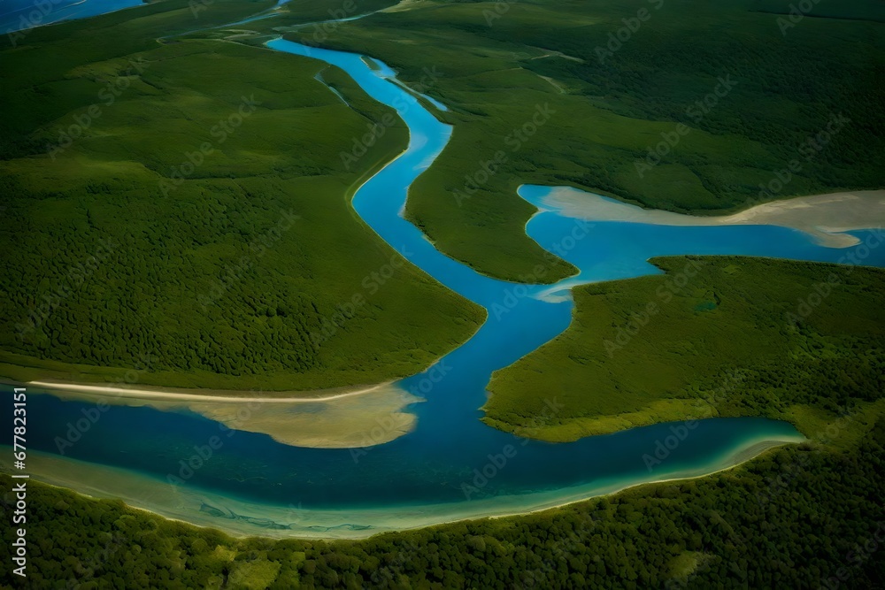 A river delta habitat, where the confluence of rivers and estuaries supports a diverse array of life
